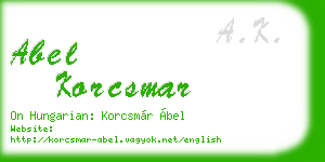 abel korcsmar business card